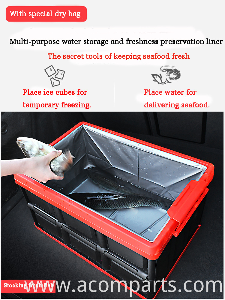 Convenient auto trunk organizer foldable plastic light blue oem car storage box pp